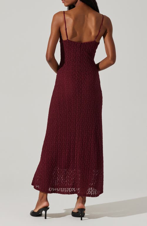 Astr The Label Renaisse Open Stitch Cotton Blend Dress In Burgundy