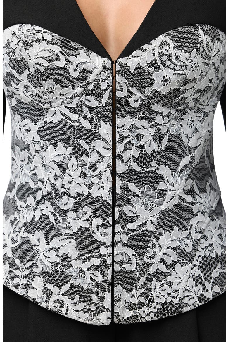 Stretch Lace Inset Blazer, Alternate, color, BLACK