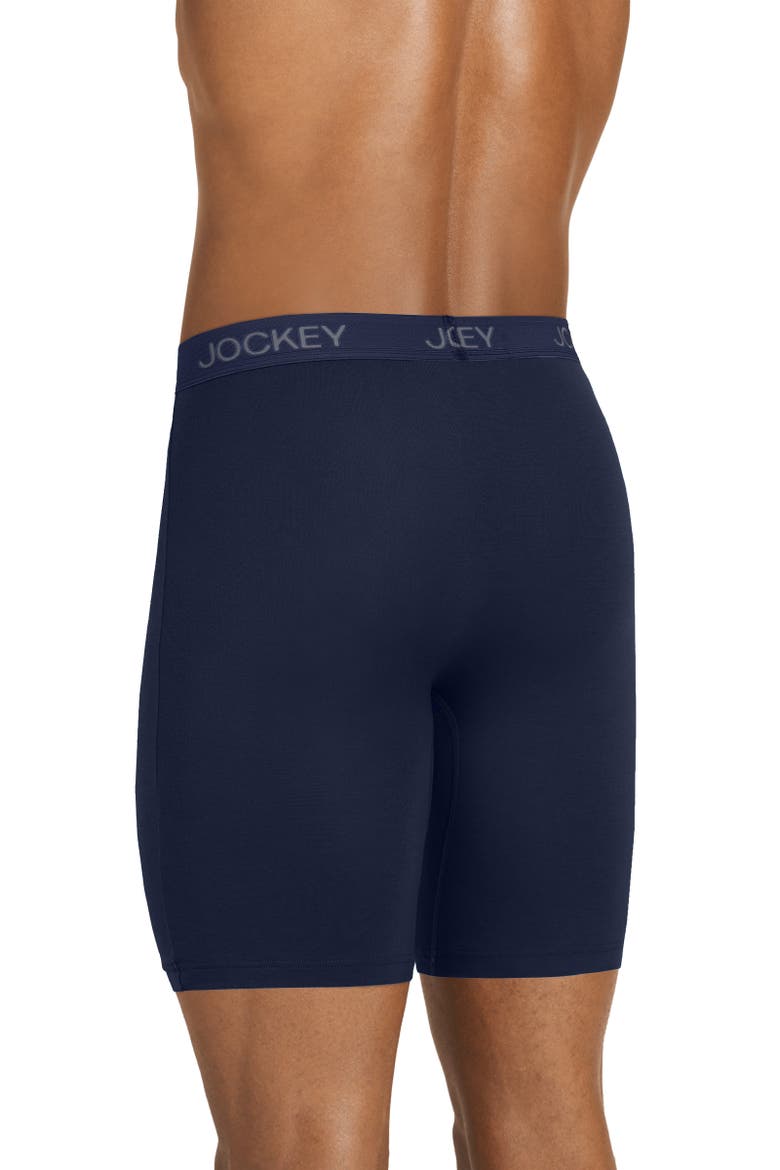 Men's Chafe Proof Pouch Ultra Soft Modal 8.5" Long Leg Boxer Brief - 3 Pack, Alternate, color, True Navy/Battleship Grey