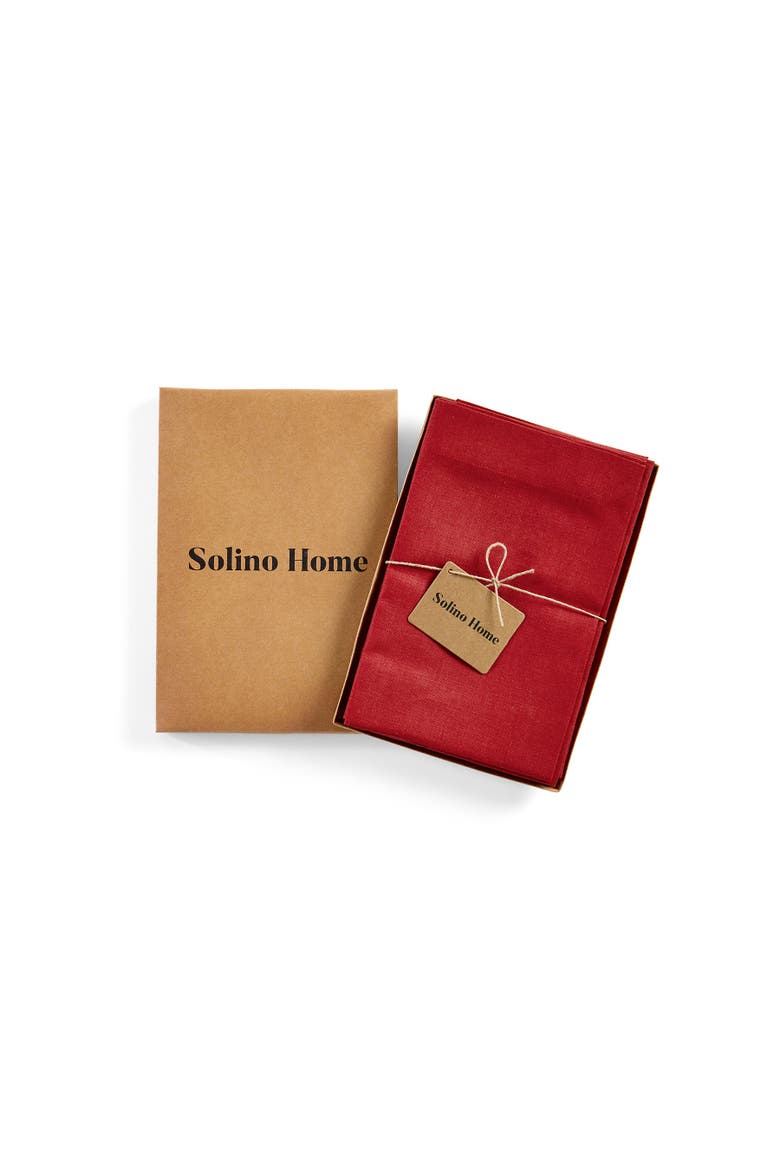 Linen Dinner Napkins Set of 4, 20 x 20" - Diana, Alternate, color, Cherry