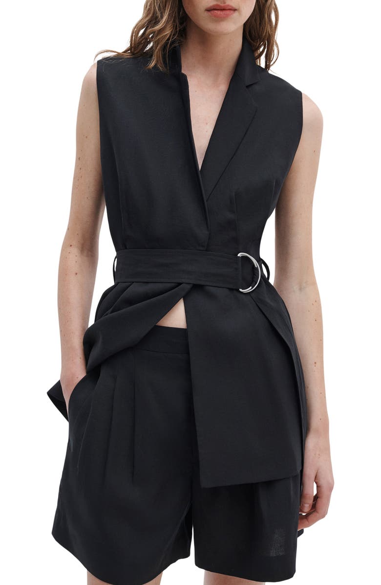 rag & bone Mandi Belted Vest, Alternate, color, Black