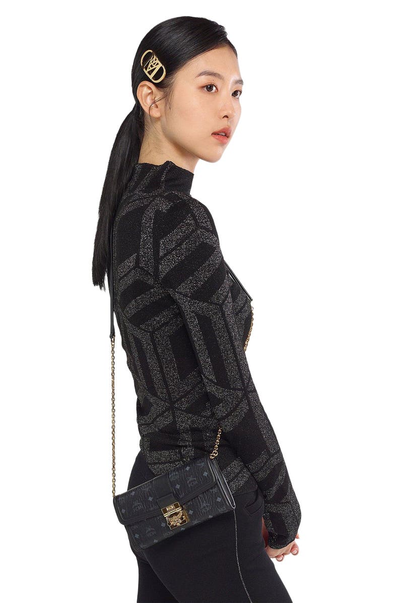 MCM Tracy Chain Wallet in Visetos, Alternate, color, Black