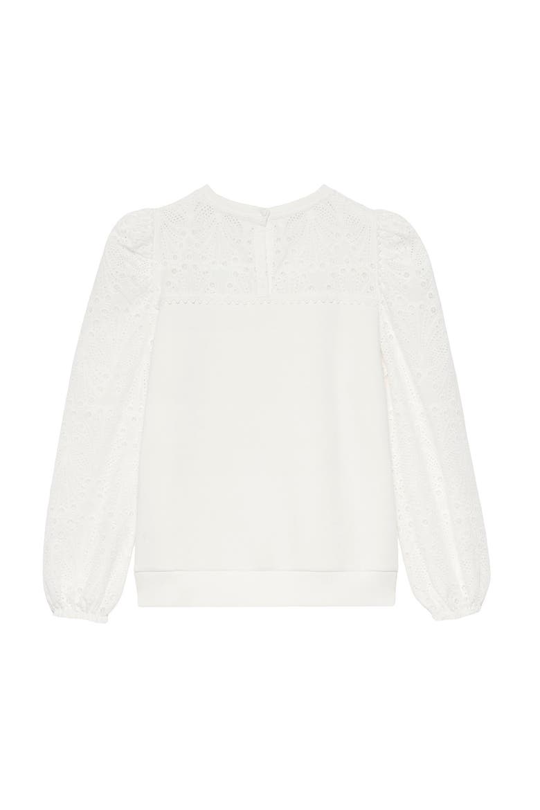 Broderie Detail Sweatshirt, Alternate, color, Ivory