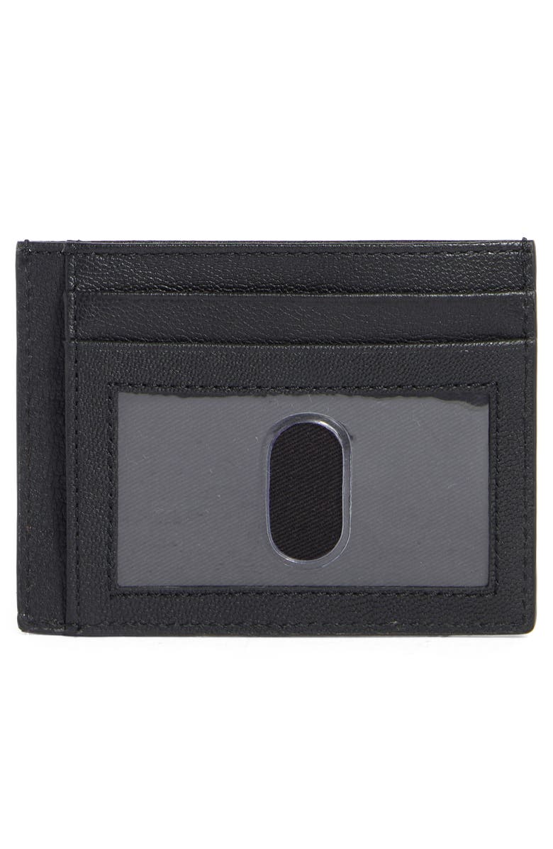 Cole Haan Veronique Leather Card Case, Alternate, color, Black/ Cognac