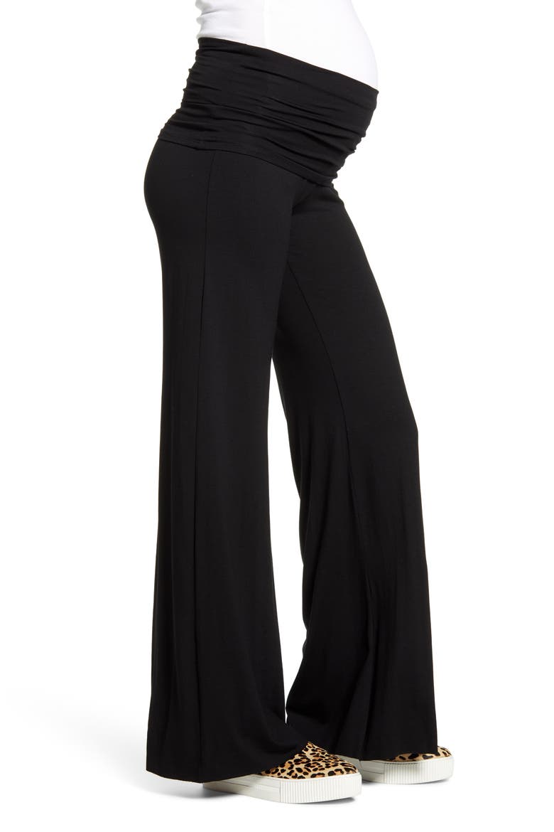 Flare Leg Knit Maternity Pants, Alternate, color, BLACK