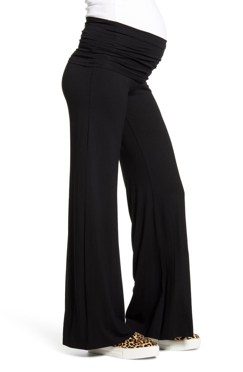 Maternal America Flare Leg Knit Maternity Pants, Alternate, color, Black