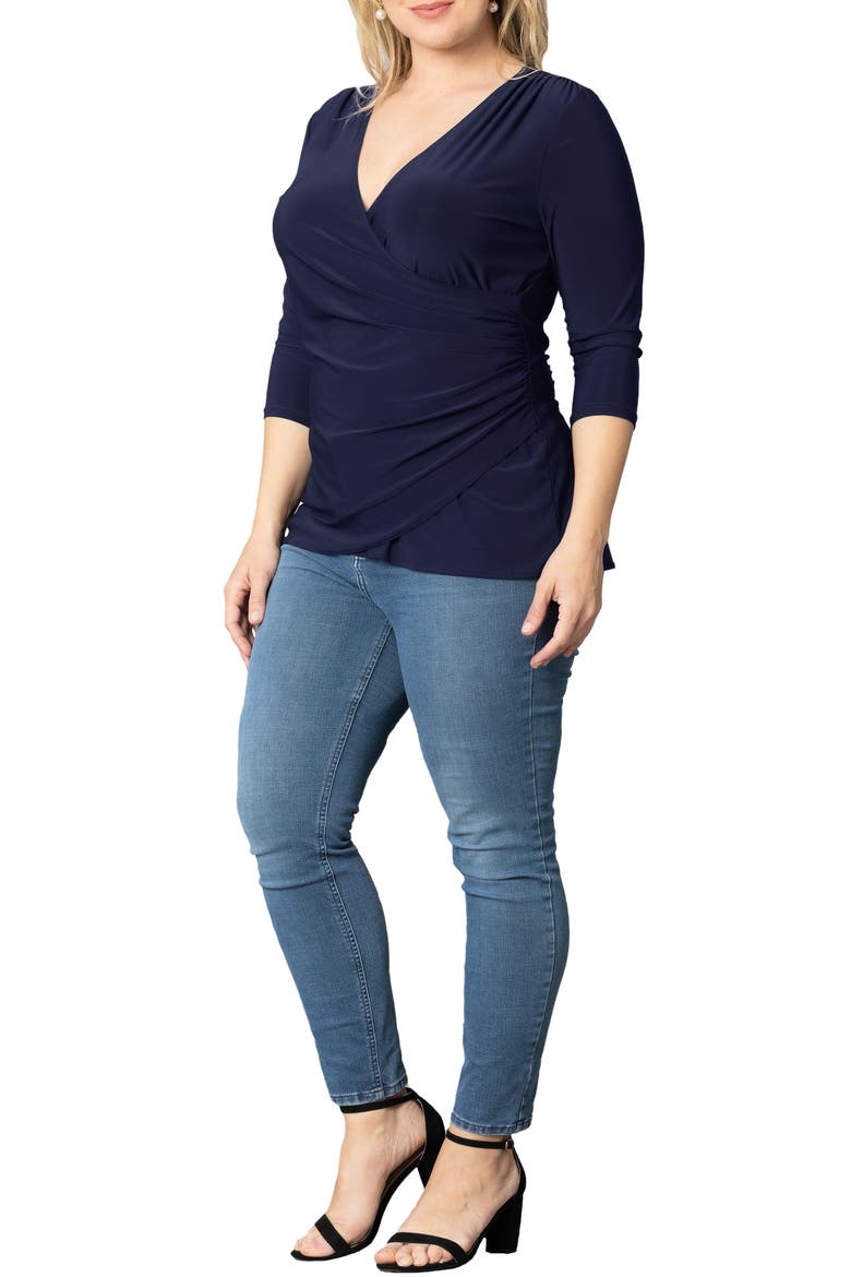 Faux Wrap Top, Alternate, color, NOUVEAU NAVY