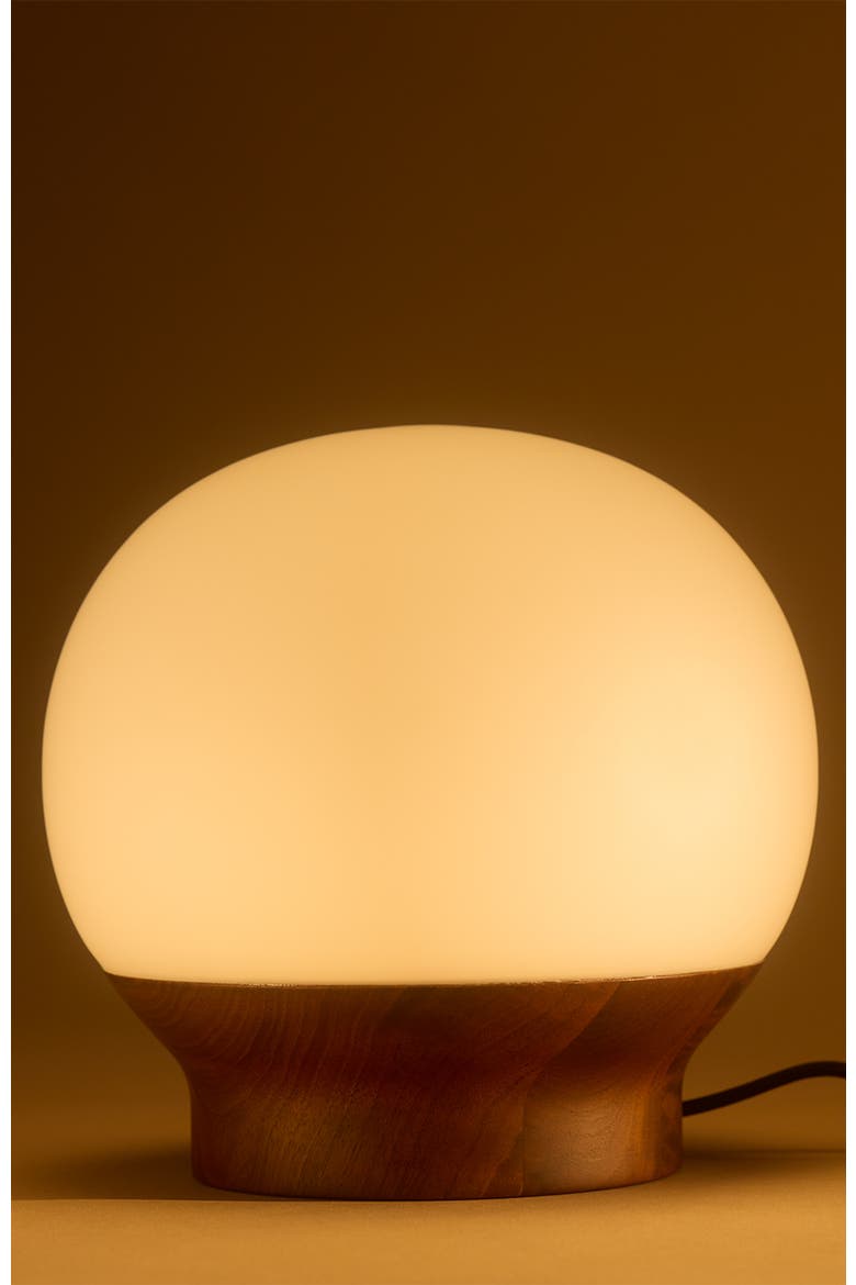 Marlow 6" LED Dimmable Globe Table Lamp With Wooden Base, Alternate, color, Brown