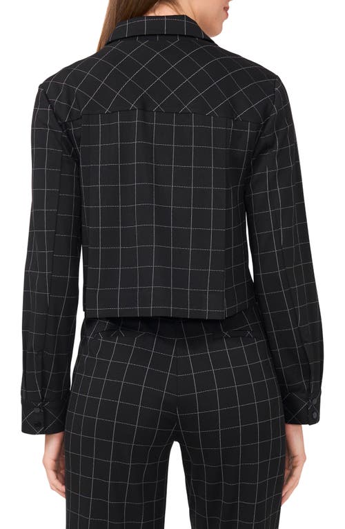 Halogen ® Windowpane Check Crop Zip-up Jacket In Black
