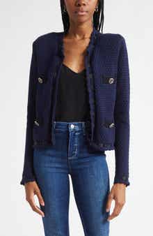 L'AGENCE Astor Contrast Trim Cardigan