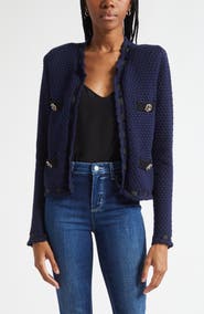 L'AGENCE Astor Contrast Trim Cardigan