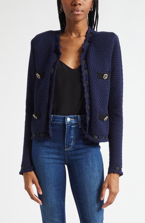 L'agence Astor Contrast Trim Cardigan In Black