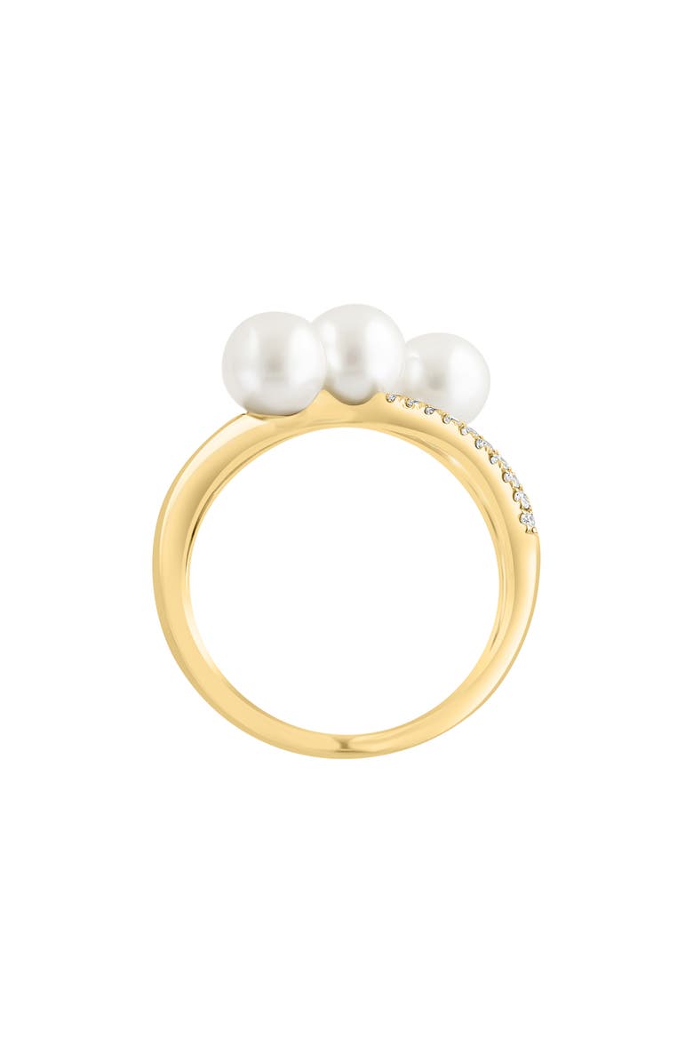 EFFY 14K Yellow Gold Diamond & Freshwater Pearl Crossover Ring - Size 7 - 0.19 ctw, Alternate, color, 