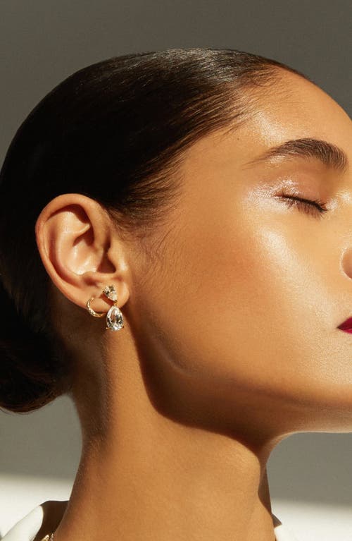 Aurate New York Lab Grown Sapphire Pear Drop Earrings In White