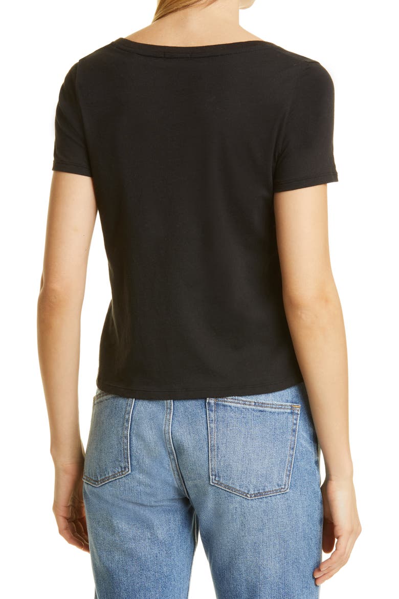 V-Neck Cotton Jersey T-Shirt, Alternate, color, BLACK