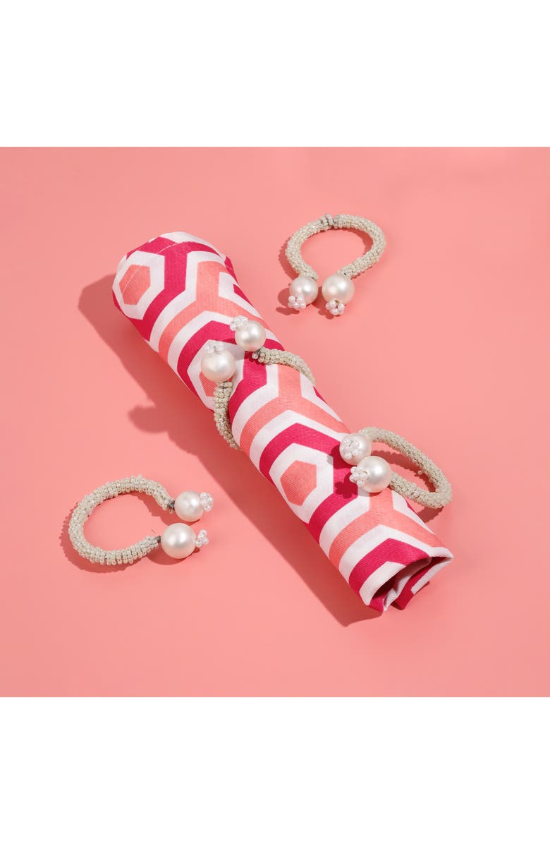 Tiramisu Faux Pearl Opulence Set of 4 Napkin Rings, Alternate, color, Ivory