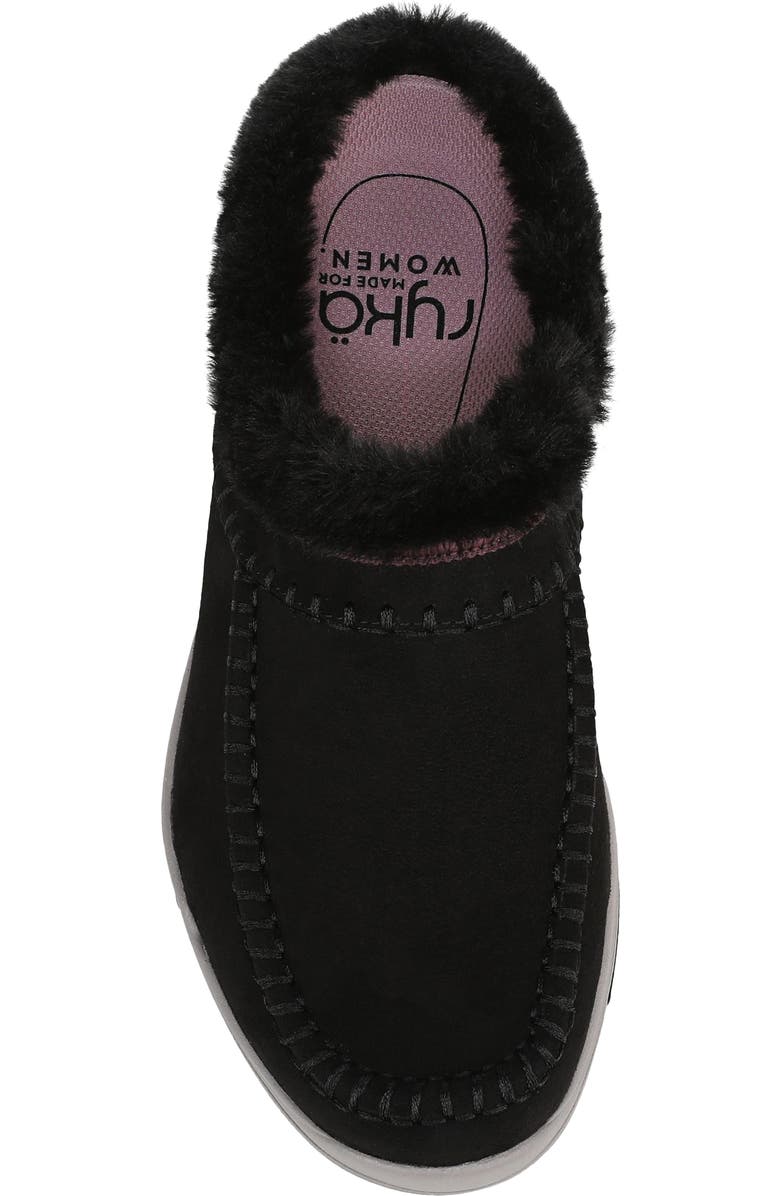 Rykä Arrow Faux Fur Trim Mule, Alternate, color, Black