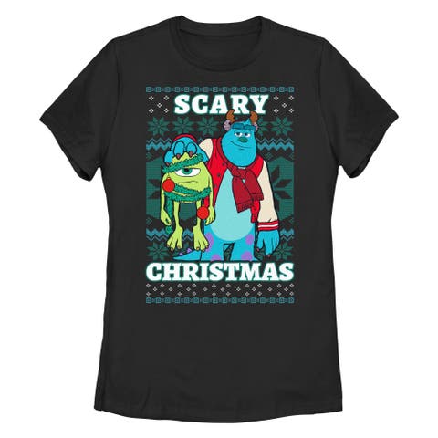 Women's Monsters Inc Monsters Inc. Mike and Sully Scary Christmas  Graphic T-Shirt