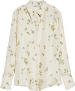 Altuzarra Chika Petal Print Silk Chiffon Button-Up Shirt