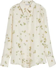 Altuzarra Chika Petal Print Silk Chiffon Button-Up Shirt