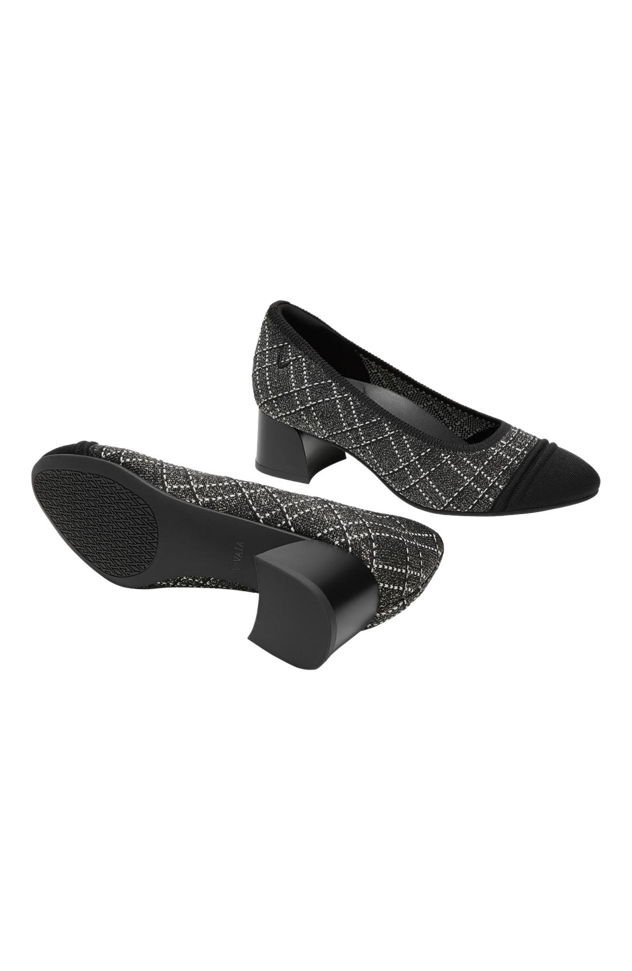 VIVAIA Julie Arch Pro Chunky Heels, Alternate, color, Black White Large Tweed