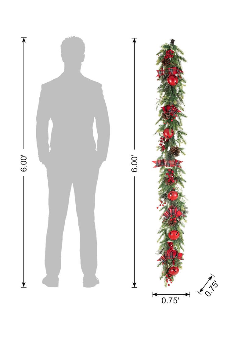 6ft Christmas Berry & Pinecone Floral Garland, Alternate, color, Red
