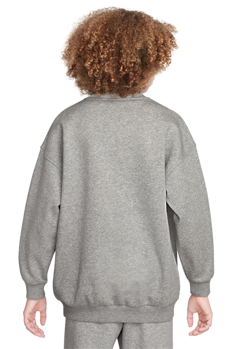 Nike Kids' Sportswear Club Fleece Sweatshirt, Alternate, color, Dark Grey Heather/ White