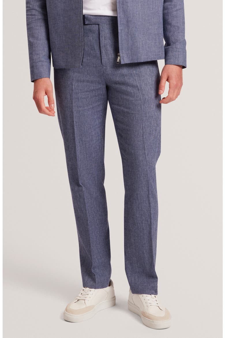 Givrant Slim Fit Linen & Cotton Pants, Main, color, NAVY