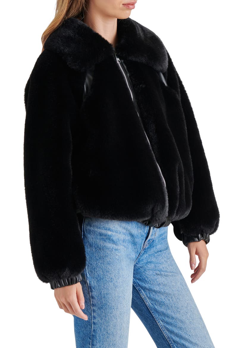 Zephrine Faux Fur Jacket, Alternate, color, BLACK
