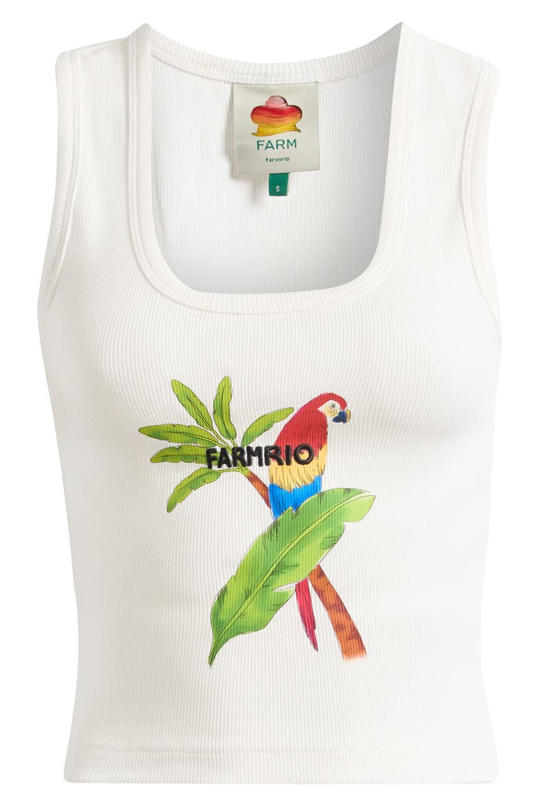 Macaw Embroidered Graphic Cotton Rib Tank, Alternate, color, OFF-WHITE