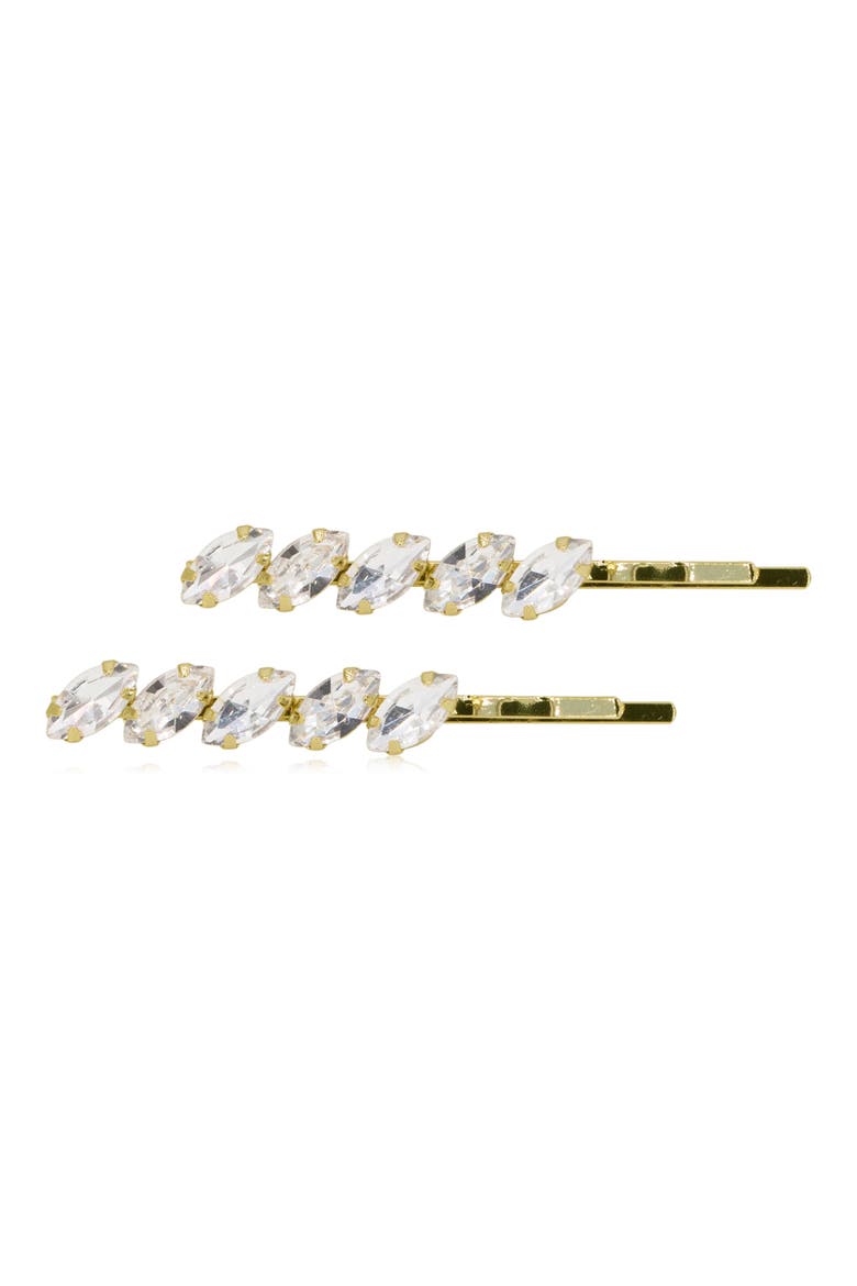 Payton Set of 2 Crystal Hair Clips, Main, color, GOLD