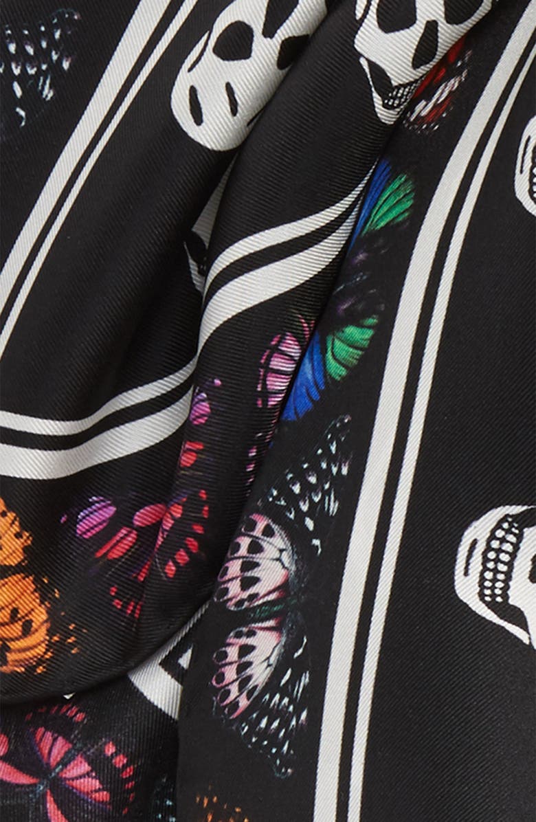 McQueen Alexander McQueen Butterfly & Skull Silk Biker Scarf, Alternate, color, 