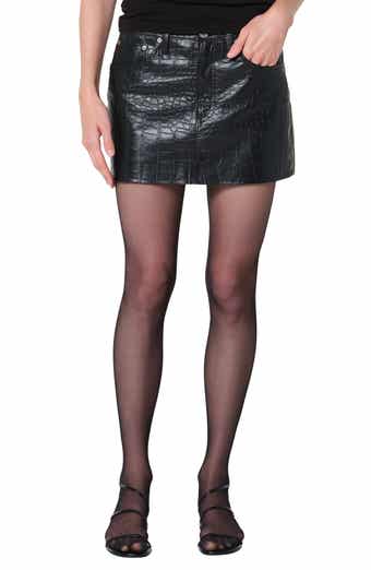 Keira Croc Embossed Recycled Leather Miniskirt