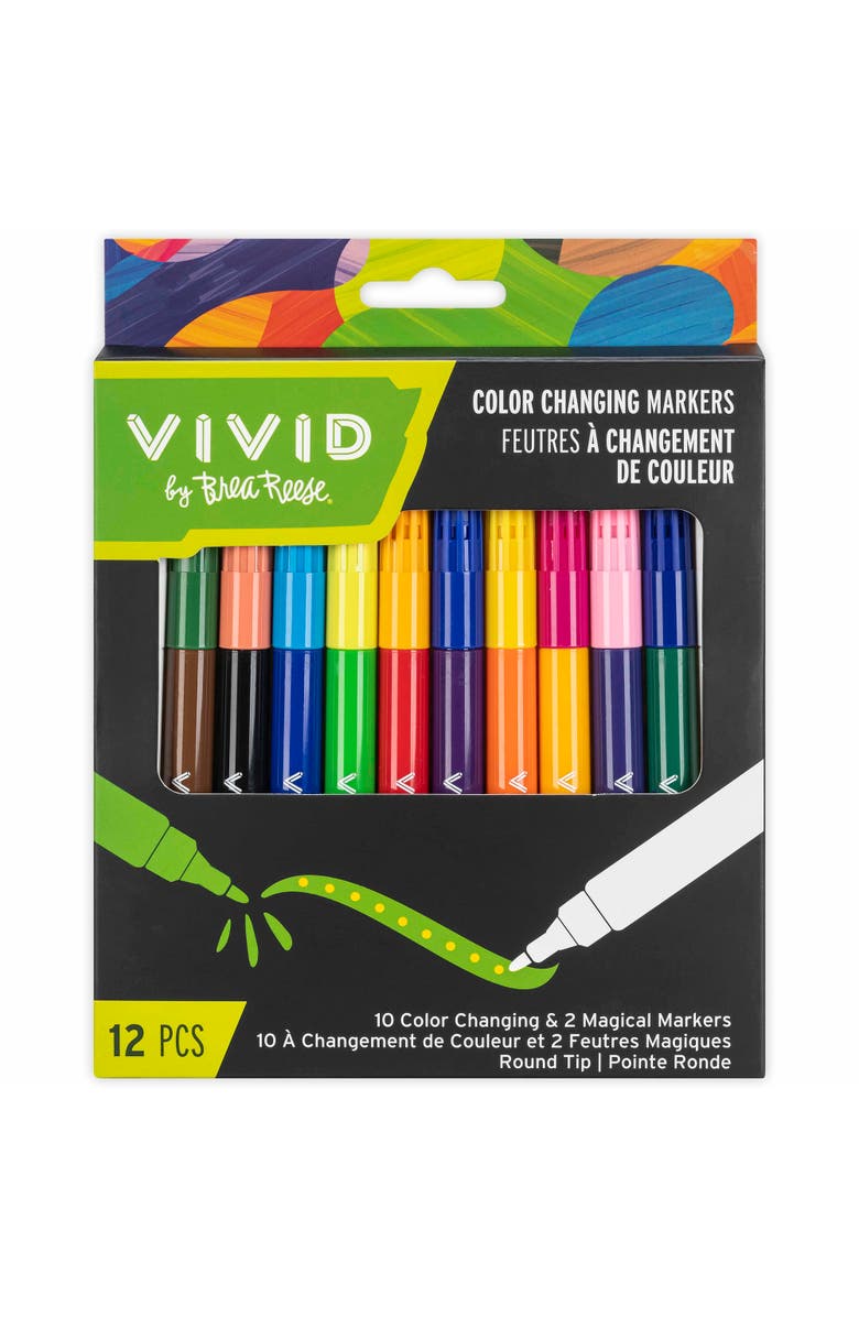 Brea Reese Vivid Color Changing Markers, 10 Color & 2 Magic Ink Markers, Main, color, Multicolored