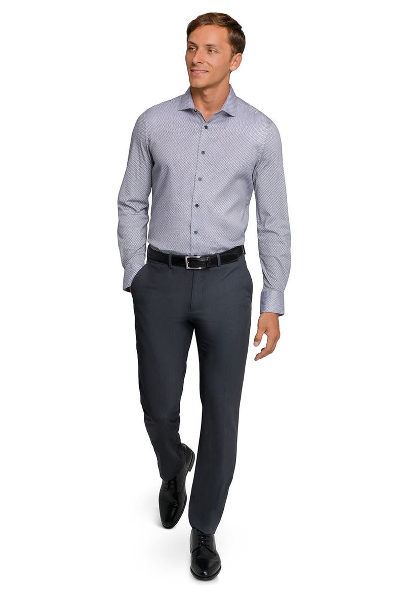 Reworked Slim Fit Grey Medallion Print Cotton Dress Shirt, Alternate, color, GREY