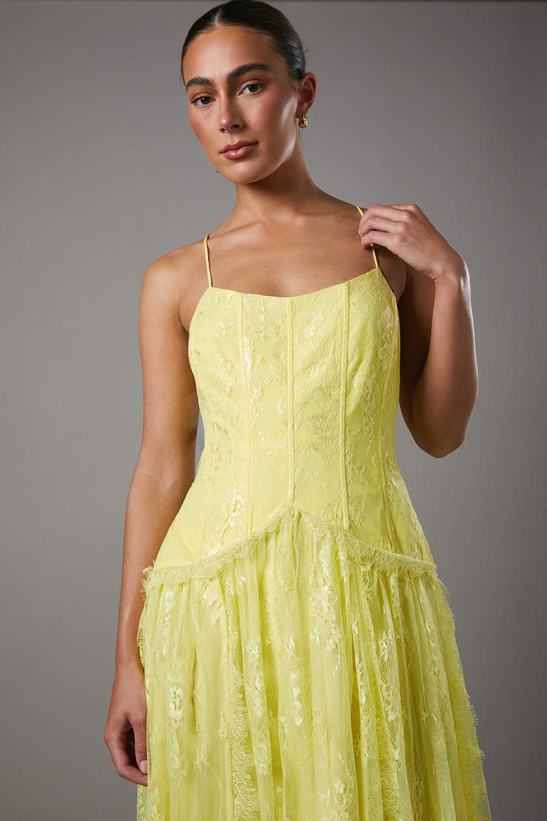 Lace Cami Maxi Dress, Alternate, color, Yellow
