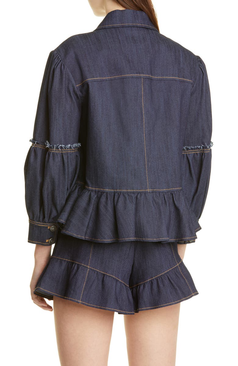Cinq à Sept Lizzie Peplum Denim Jacket, Alternate, color, 