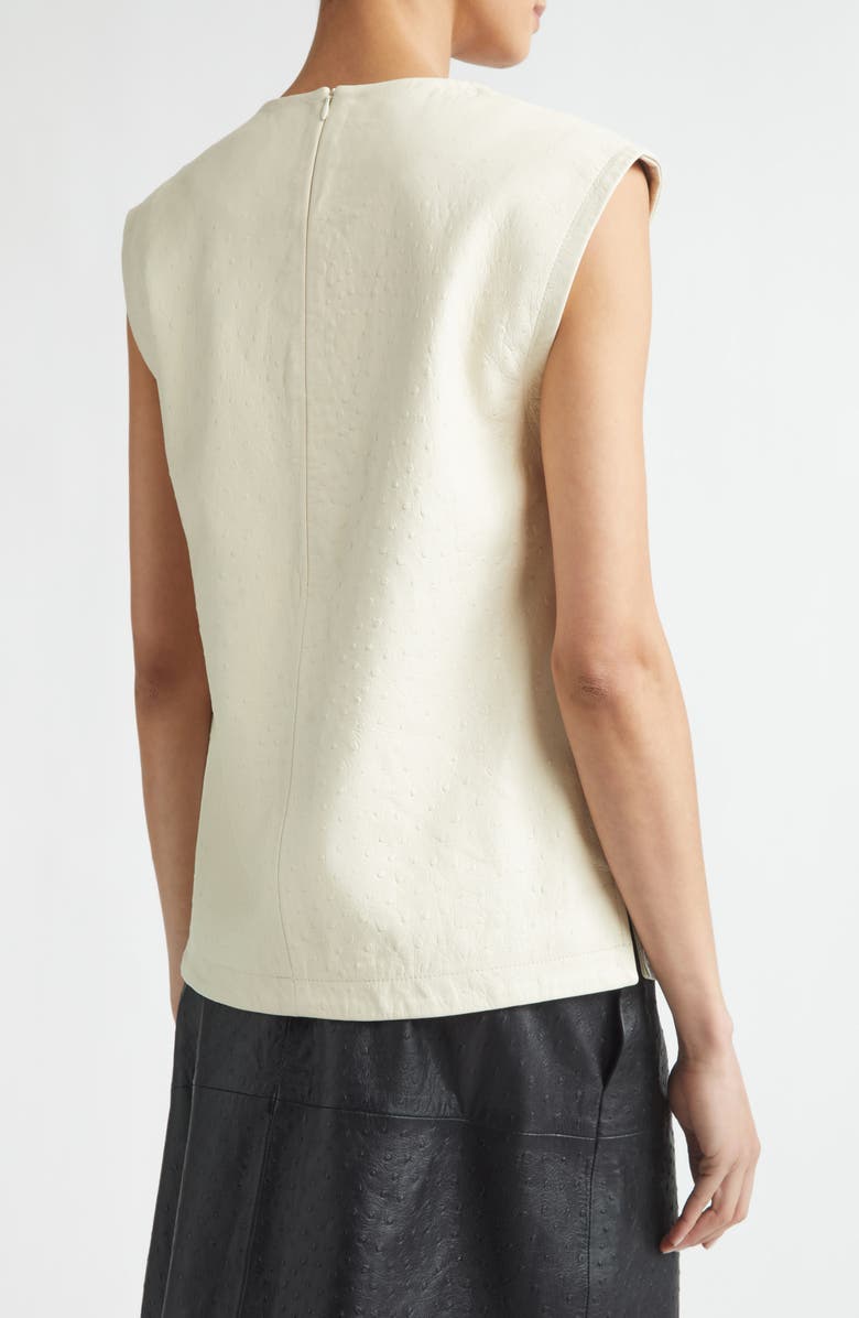 LOULOU DE SAISON Fiza Ostrich Embossed Lambskin Leather Top, Alternate, color, Ivory
