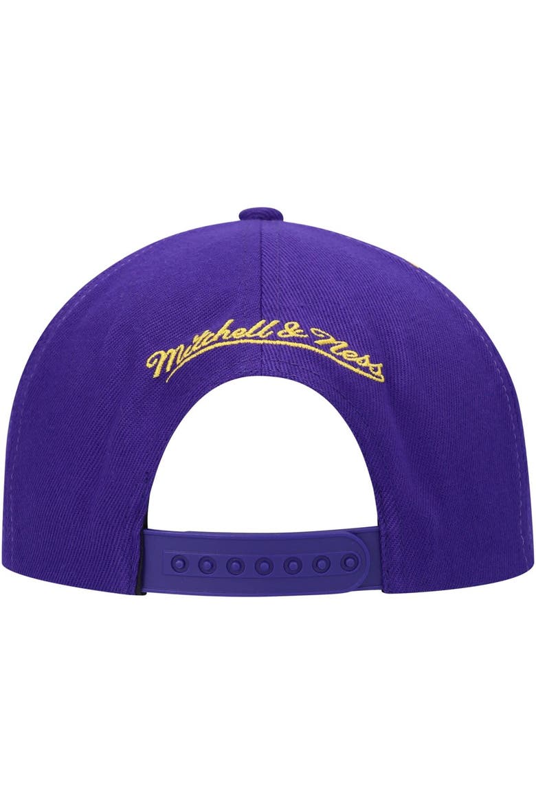 Men's Mitchell & Ness Purple Los Angeles Lakers Hardwood Classics Earthquake Snapback Hat, Alternate, color, Purple