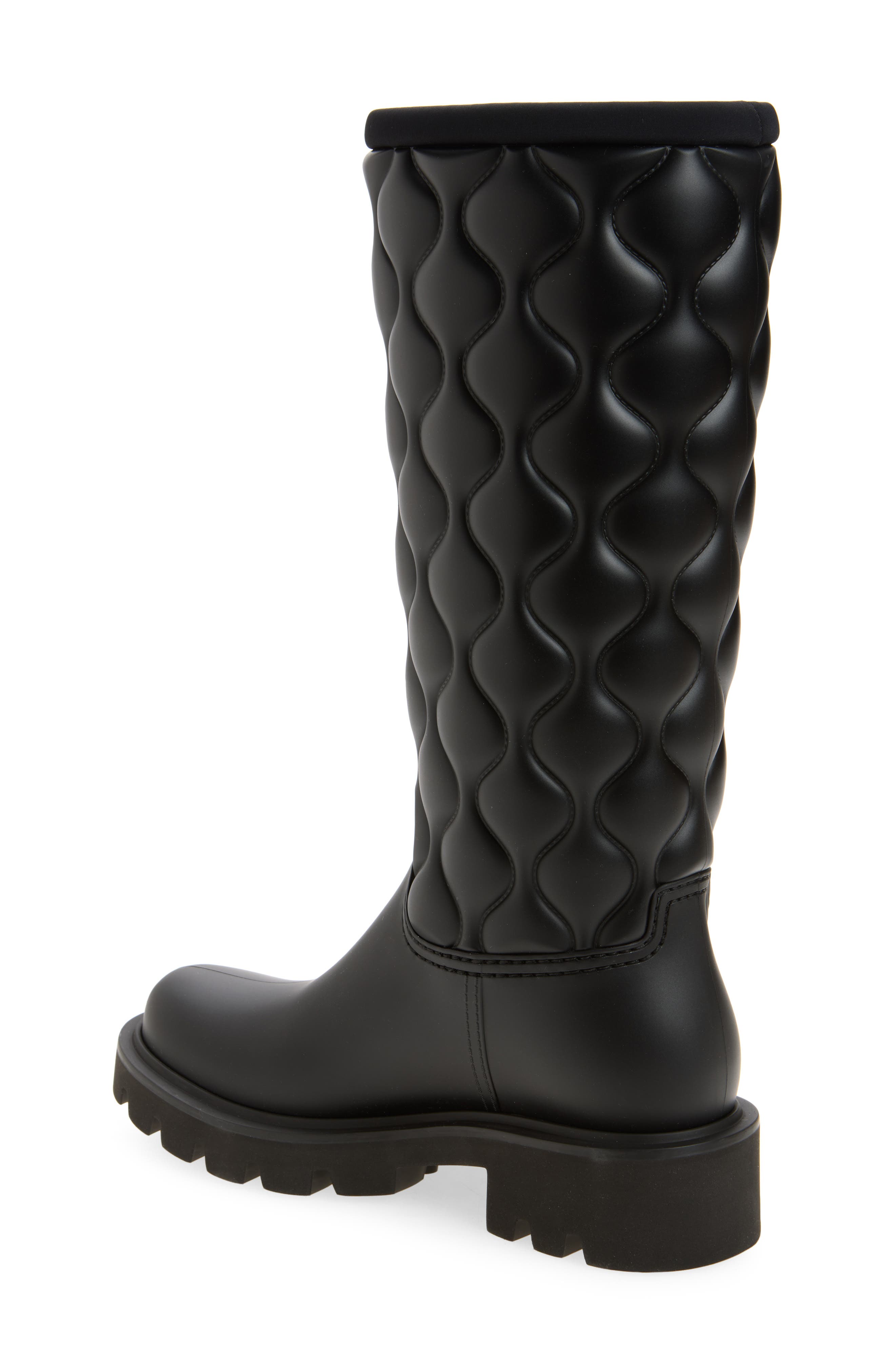 Moncler Kickstream Quilted Rain Boot, Alternate, color, Black