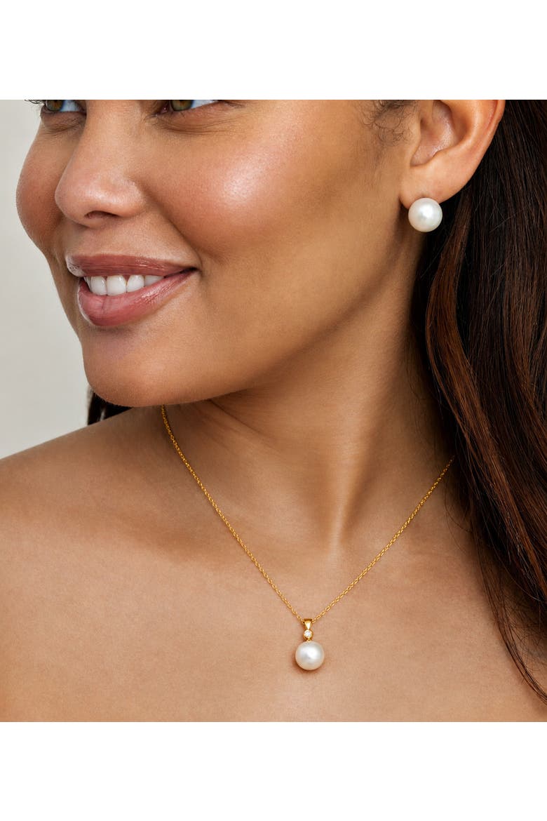 Freshwater Pearl & Diamond Michelle Pendant, Alternate, color, Yellow Gold