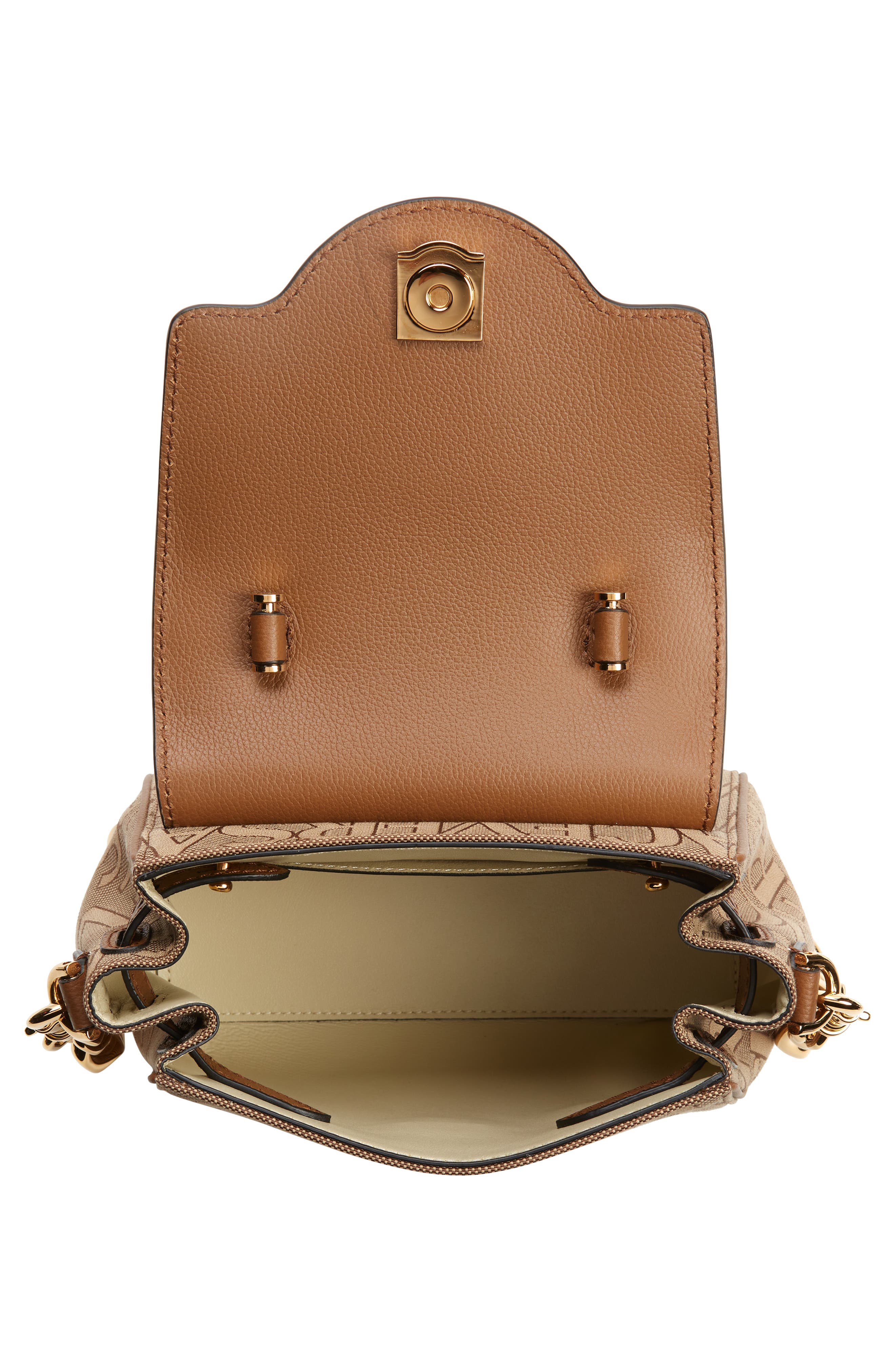 Versace Small La Medusa Canvas & Leather Handbag, Alternate, color, 