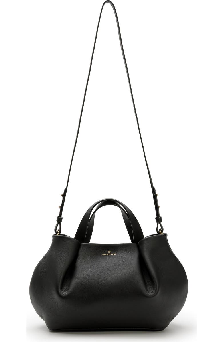 LA PORTEGNA Isabela Shoulder Bag Sculpted From Full Grain Leather, Alternate, color, Black