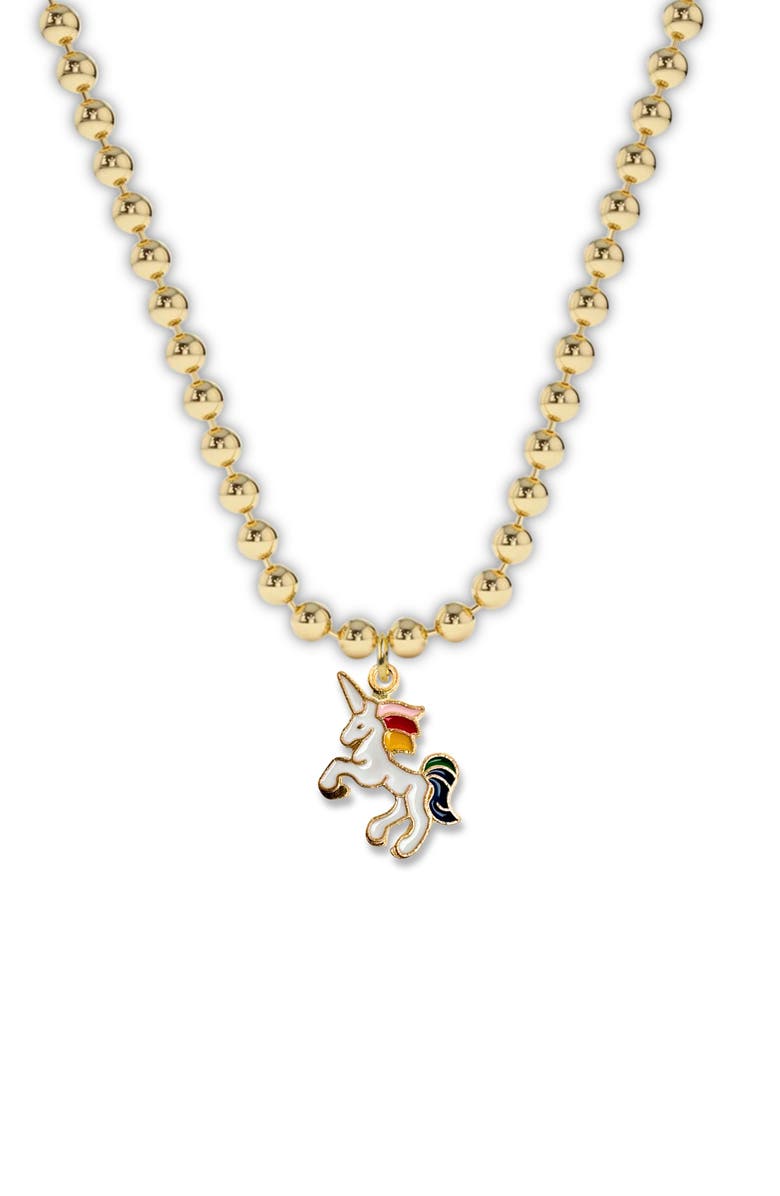 Little Miss Zoe Rainbow Unicorn Charm Necklace, Alternate, color,