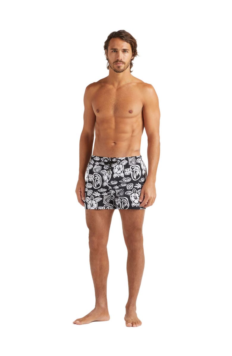 Vilebrequin Men's Tahiti Turtles Stretch Swim Shorts, Main, color, Noir