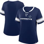 FANATICS Women's Fanatics Navy Dallas Cowboys Plus Size Red Zone Athena Lace-Up V-Notch Neck T-Shirt