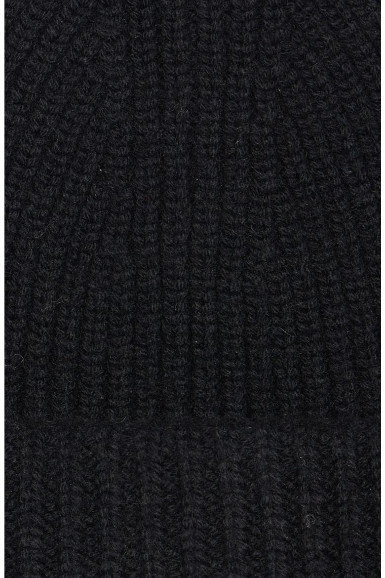 Pansy Face Patch Wool & Yak Hair Blend Beanie, Alternate, color, BLACK