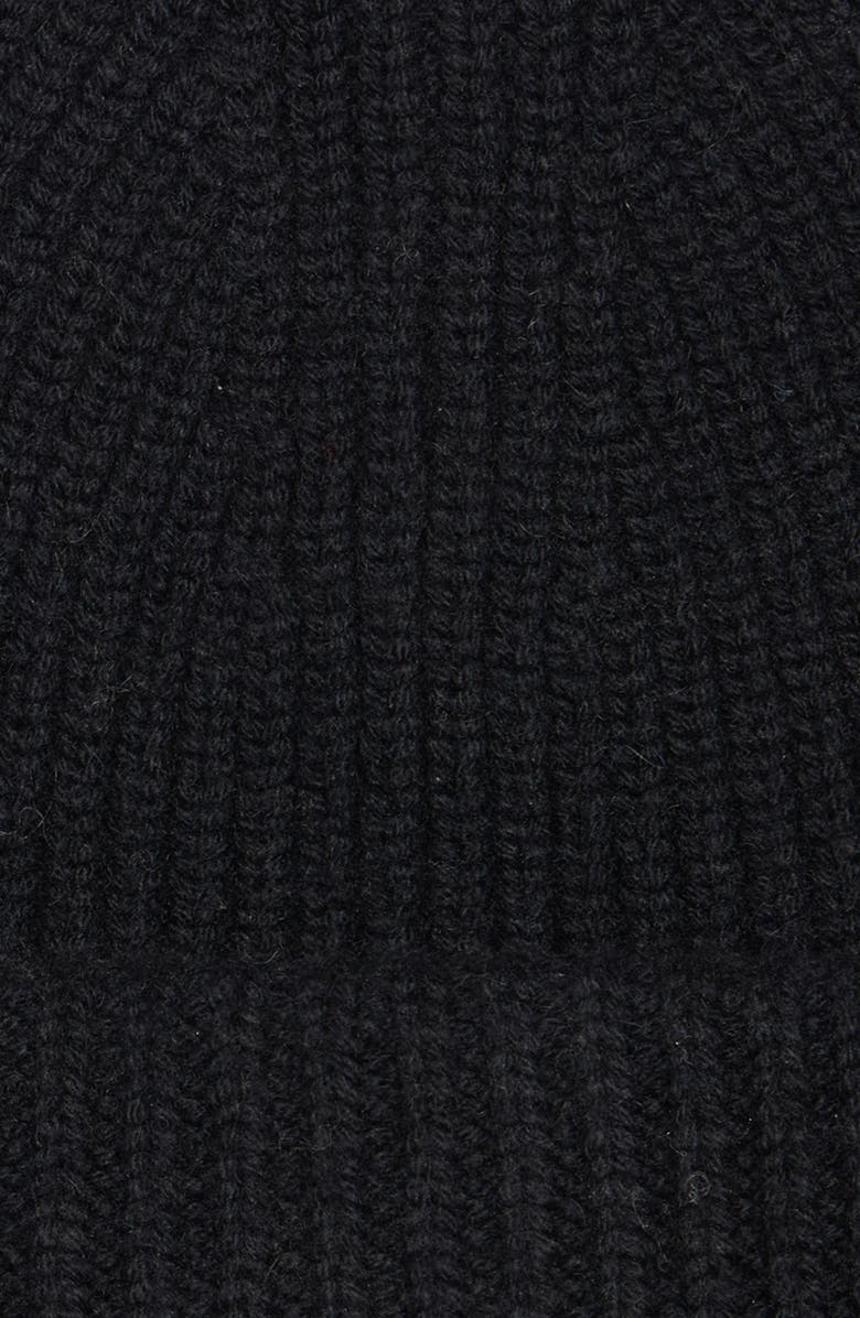 Acne Studios Pansy Face Patch Wool & Yak Hair Blend Beanie, Alternate, color, Black
