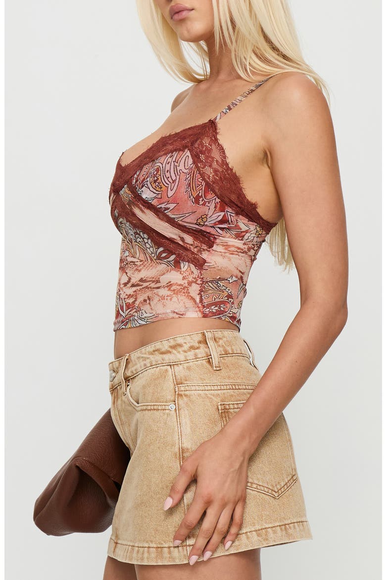 Loraleigh Mix Print Lace Trim Camisole, Alternate, color, ORANGE MULTI