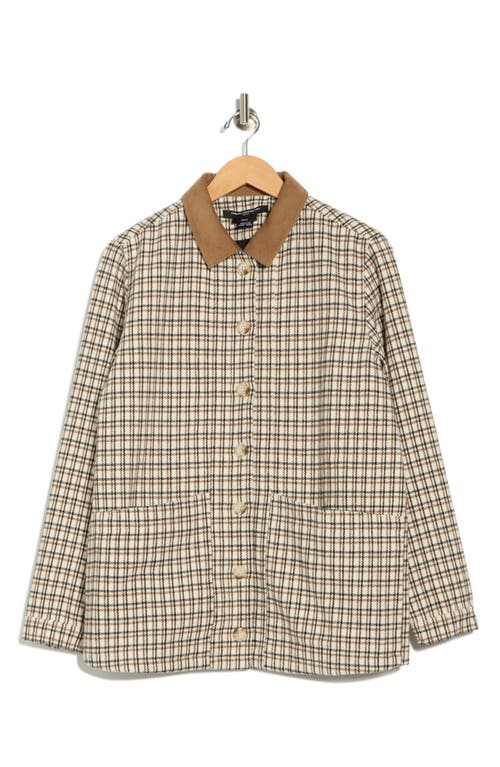 French Connection Check Plaid Corduroy Collar Jacket In Neutral